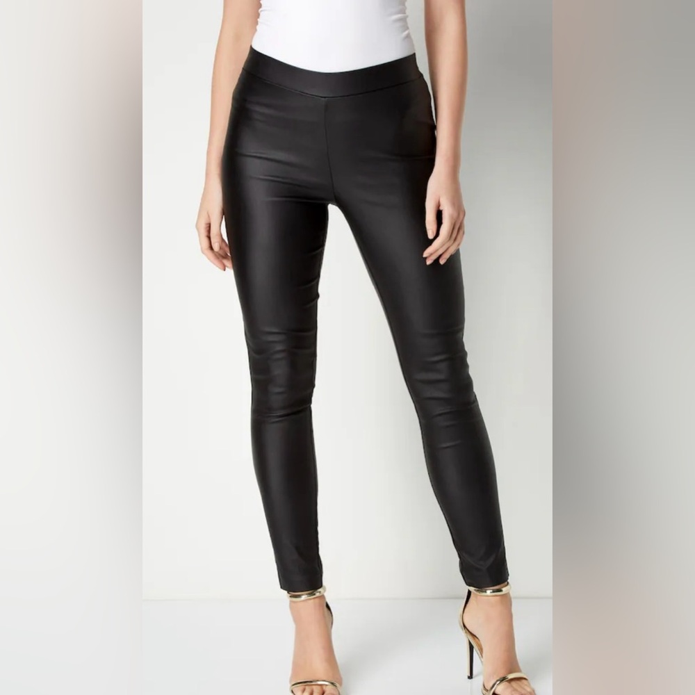 Next Direct Black Faux Leather Pull On Trousers